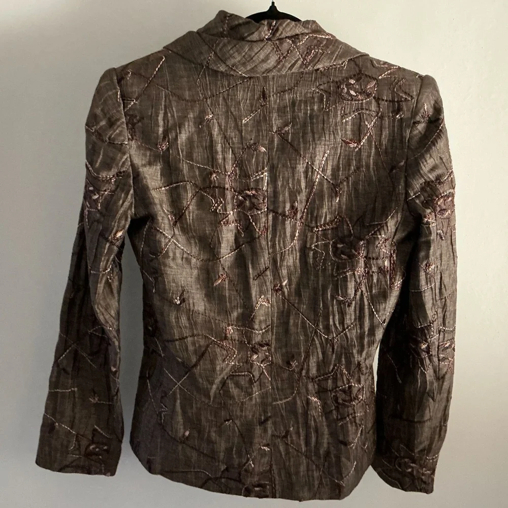 Scrumptious Vintage MARA KHODARA Embroidered Jacket w/ Statement Bow Brown Sz 4